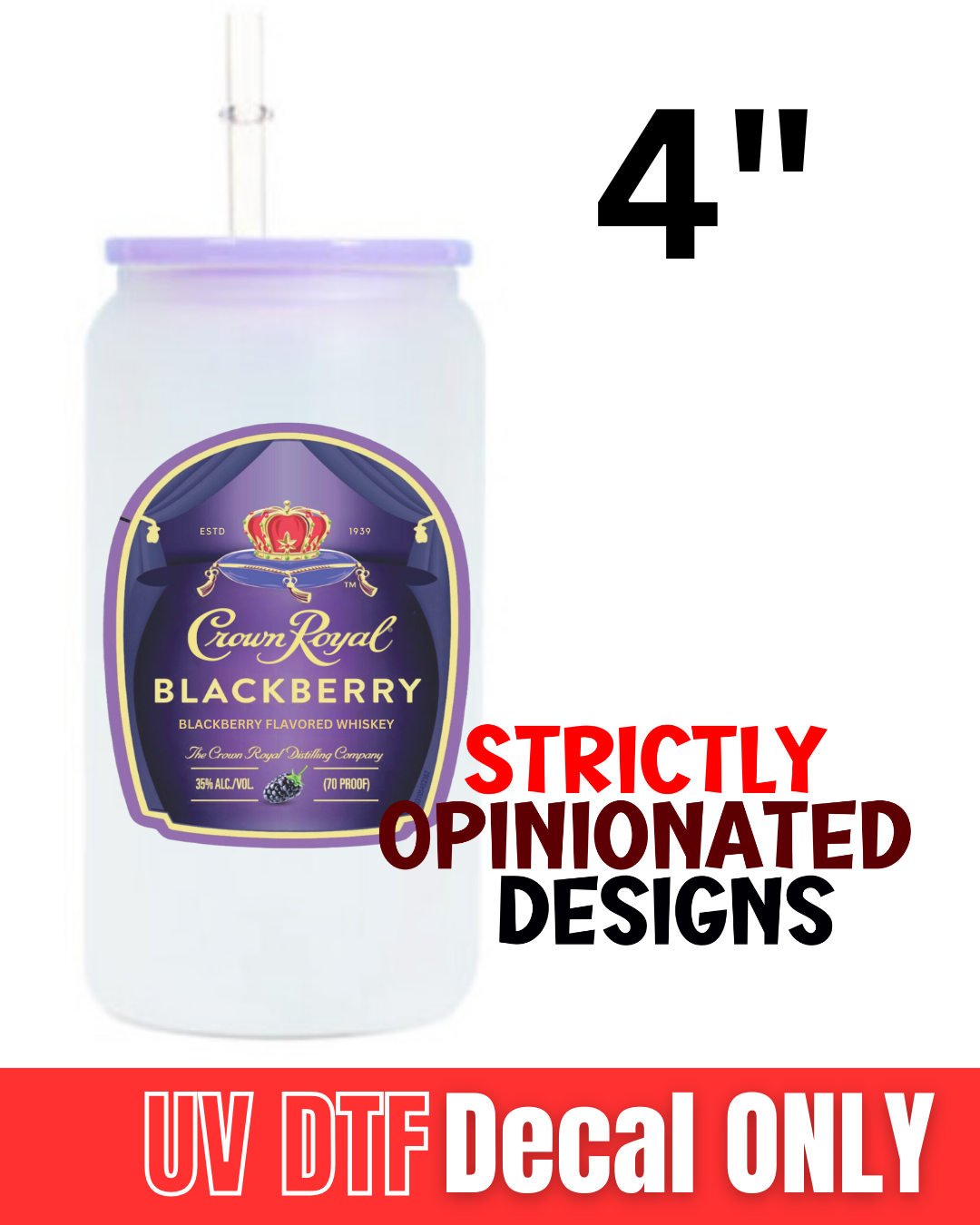 4" BlackBerry Crown Royal Novelty Decals Only