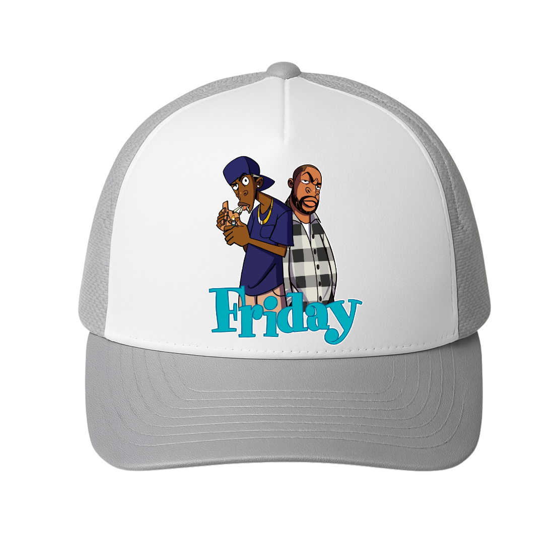 Friday Trucker Hat Grey and White