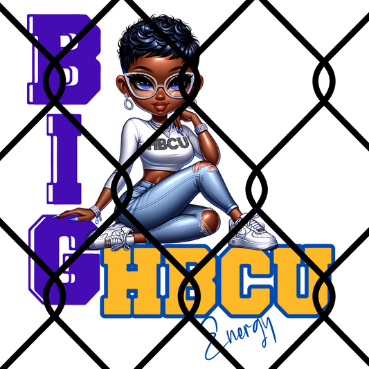 BIG HBCU ENERGY BLUE AND YELLOW DIGITAL PNG