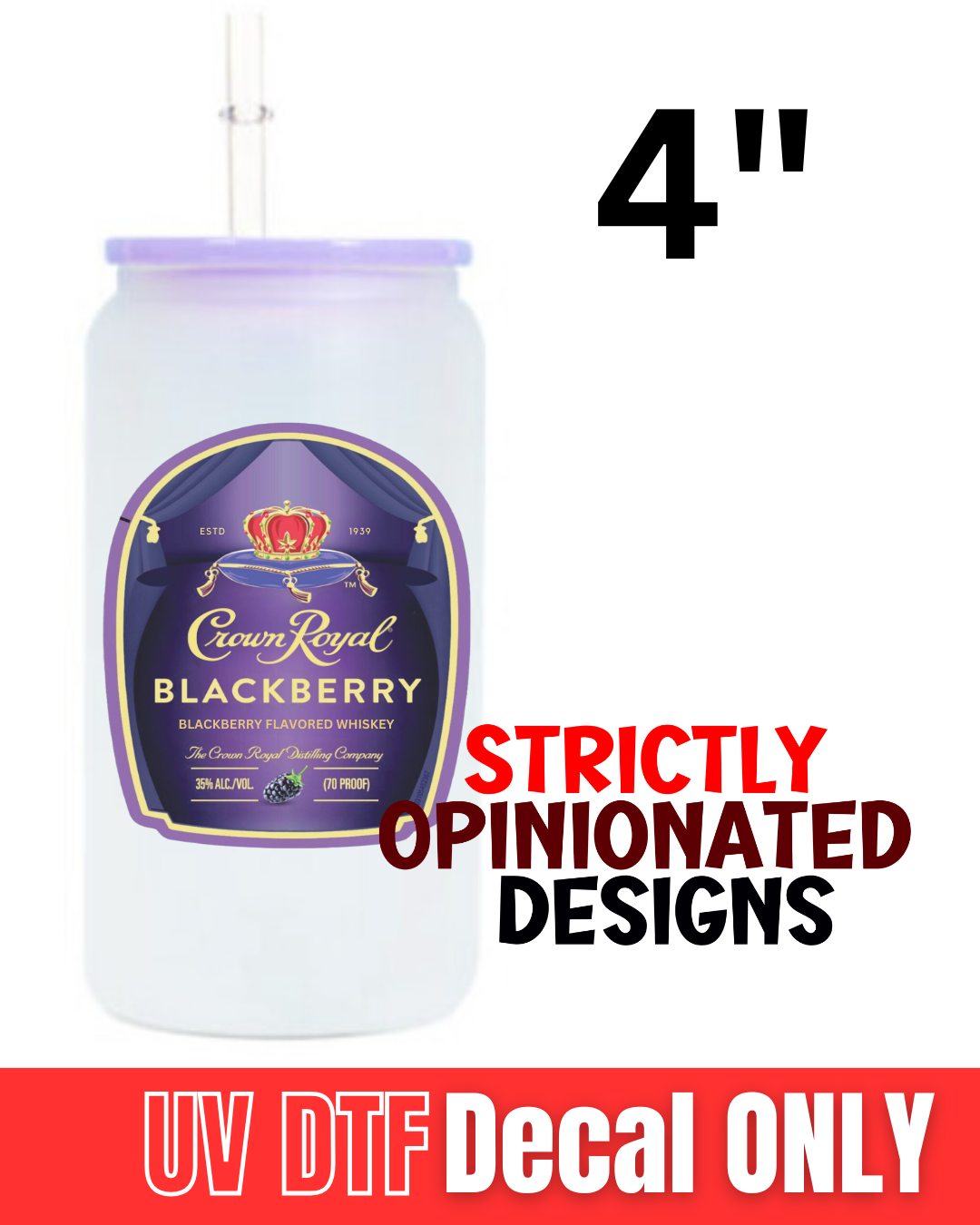 RESTOCKED 4" BlackBerry Crown Royal Novelty Decals Only