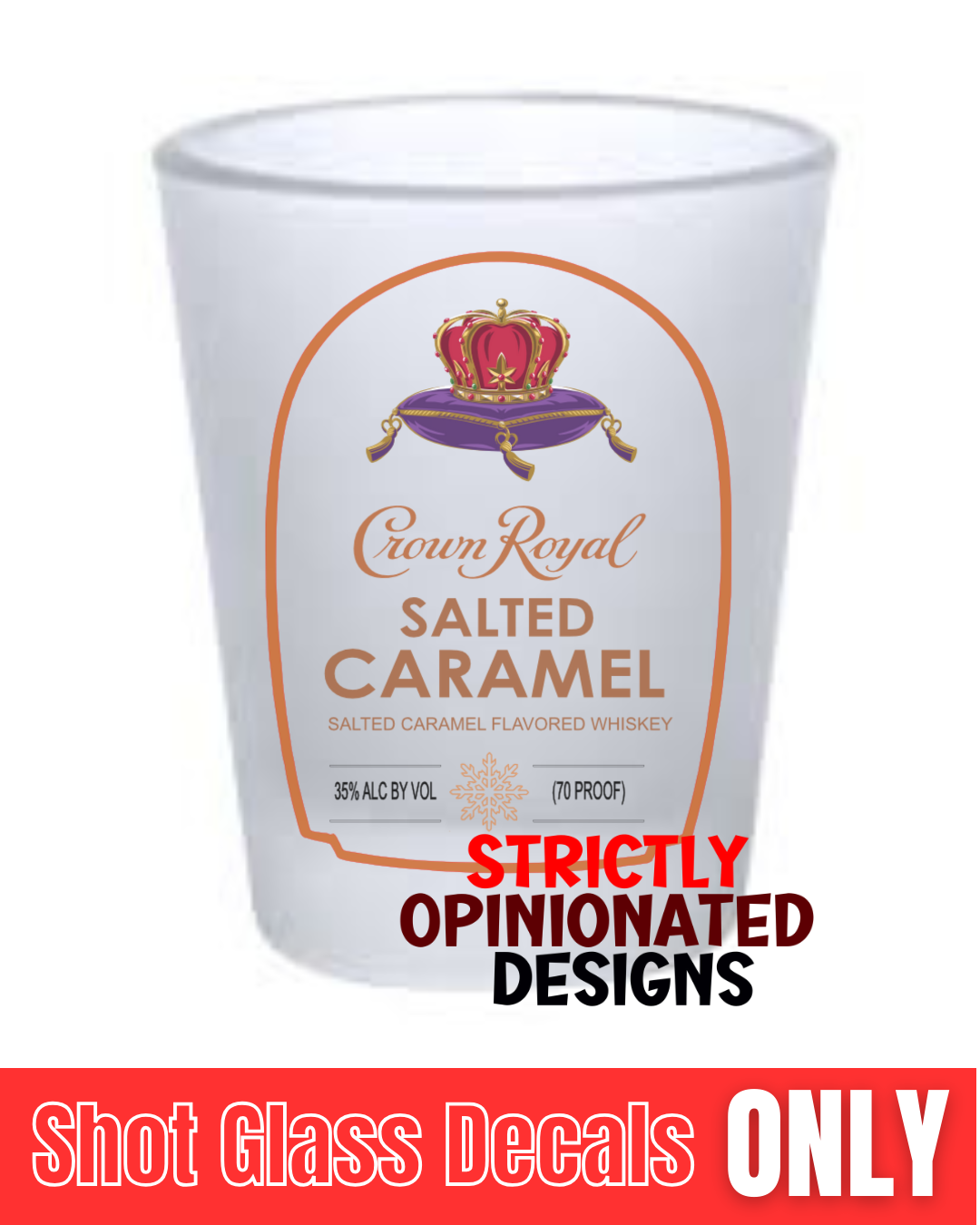 Crown Royal Salted Caramel No Background Shot glass UV DTF DECAL