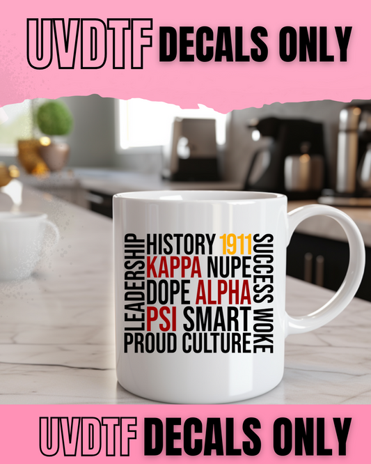 Kappa Word Collage UVDTF Decal – 5 Pack for $3