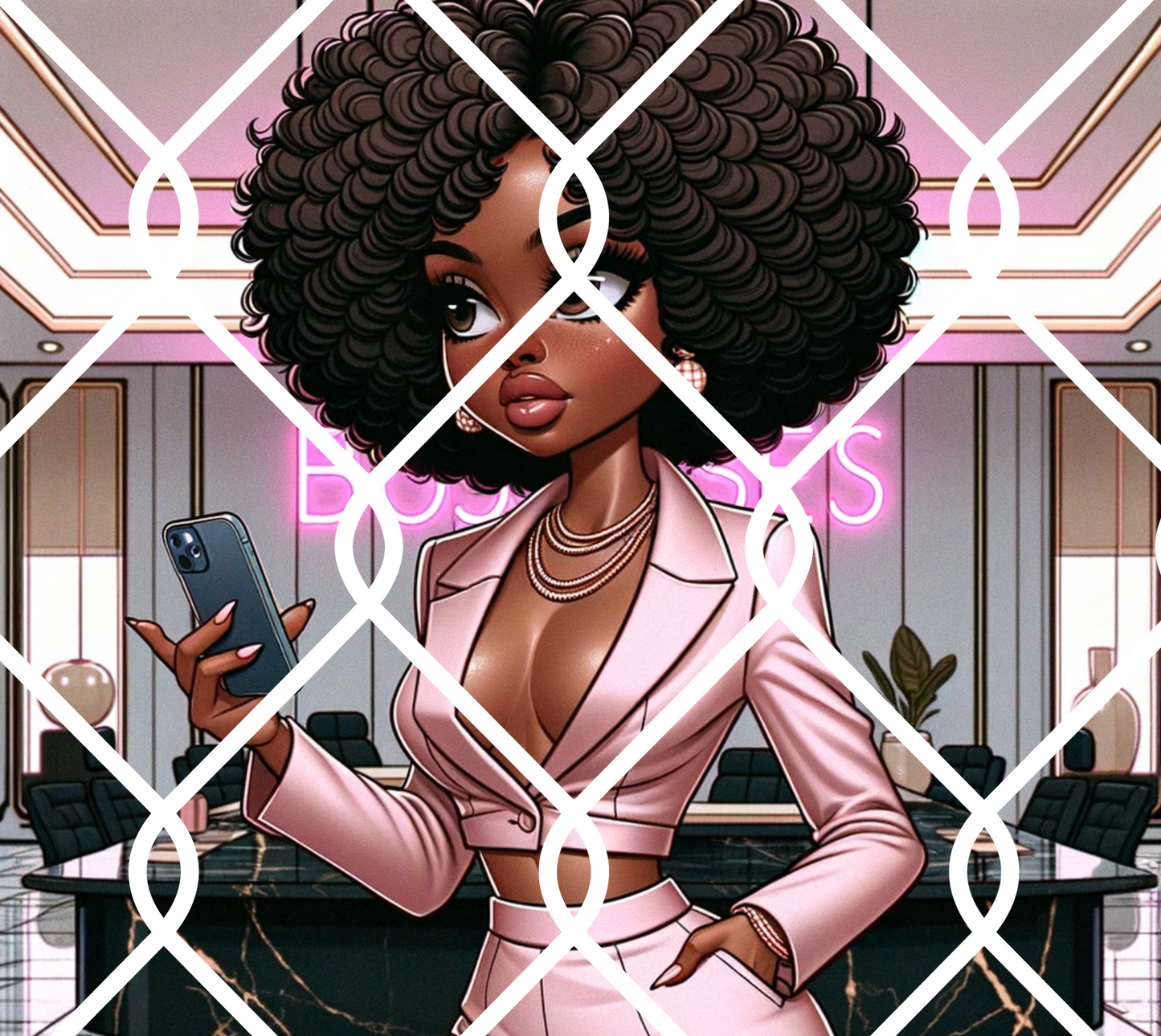 Boss Vibes Curly Hair Digital Artwork