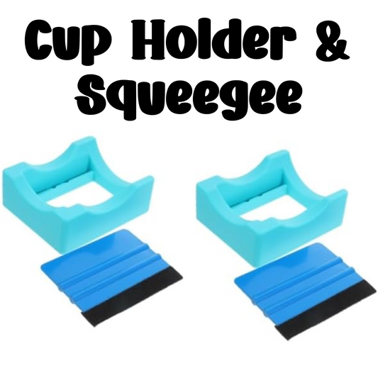 Blue Cup holder and Squeegee