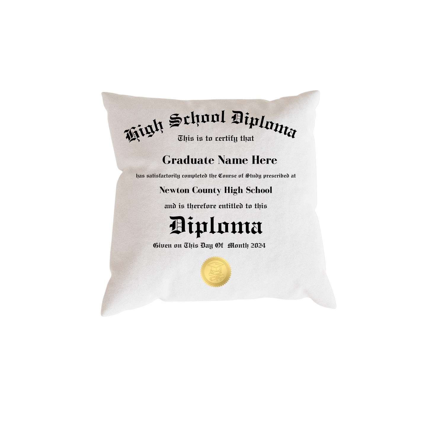 Editable Canva  Digital Diploma Pillow