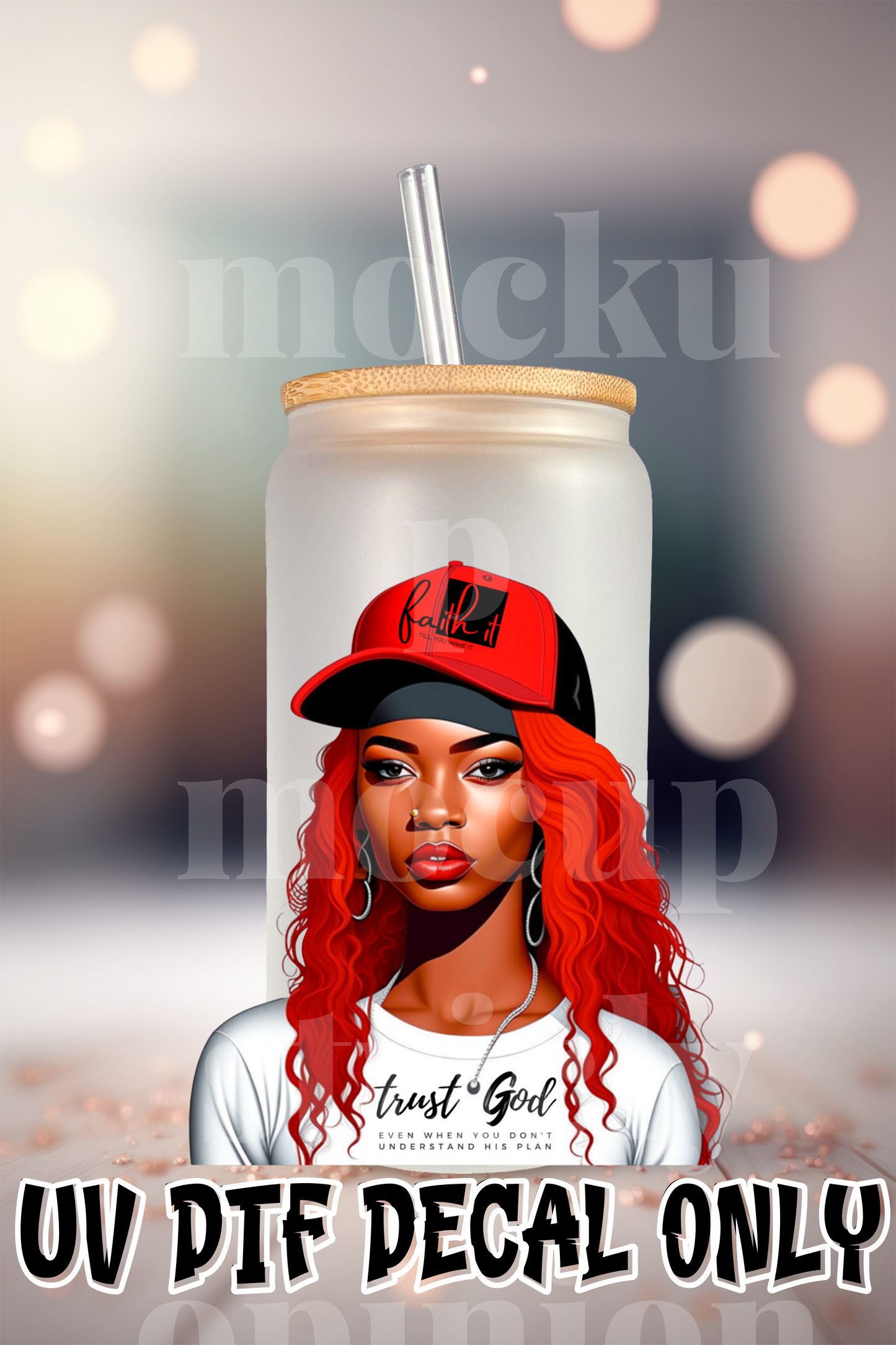 Faith It Red Head Afro Girl Decal SOD 73